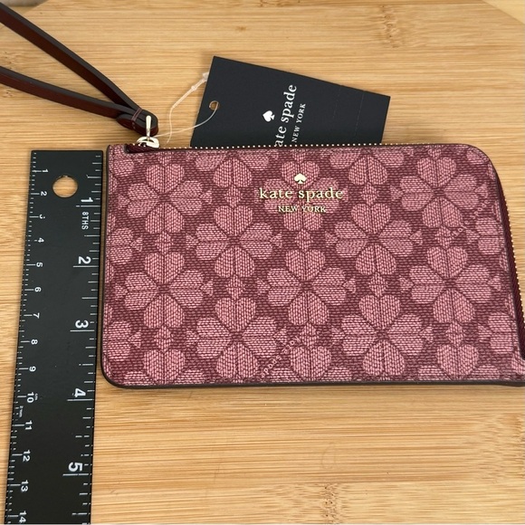 NWT Kate Spade Lucy Small Zip Wristlet – Spade Flower Grenache KH614 - Picture 5 of 8